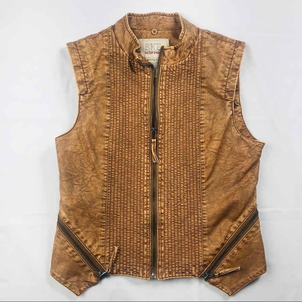 BKE Buckle Vest Jacket Faux Leather